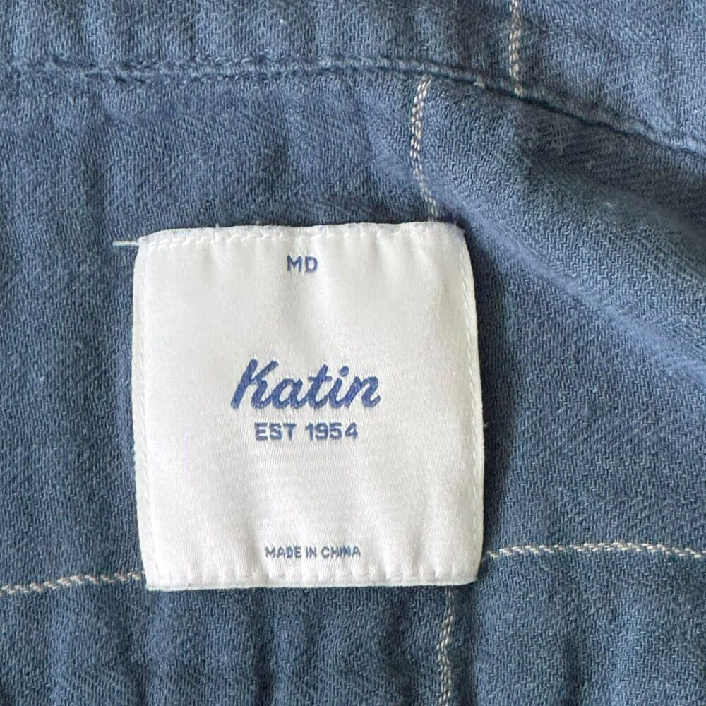 Katin Monty Shirt Baltic Blue Linen/Cotton Blend Short Sleeve Men's Shirt SZ M - Picture 8 of 9